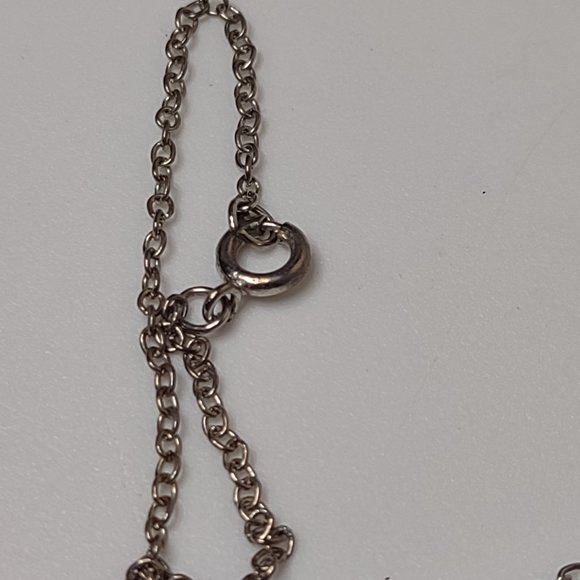 Cute Blue Red And Silver Tone 3 Heart Necklace 16.5 Inches Long - Picture 7 of 11